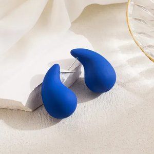 Stainless Steel Royal Blue Water Drop Stud Earrings